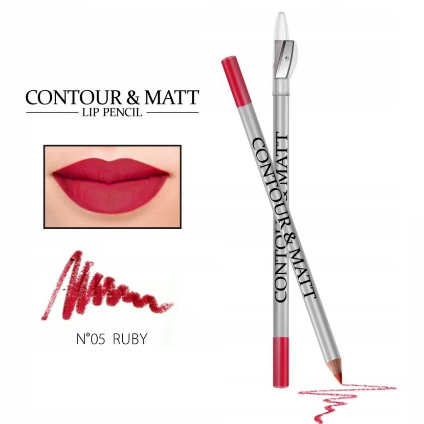 ✏️Huulepliiats rubiinpunane CONTOUR & MATT nr 05 2g